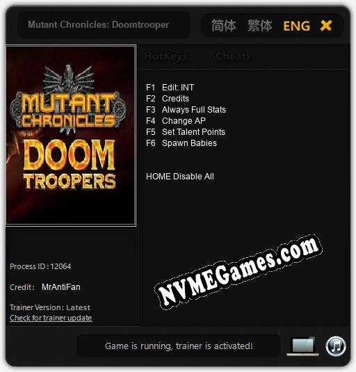 Mutant Chronicles: Doomtrooper: Trainer +6 [v1.4]