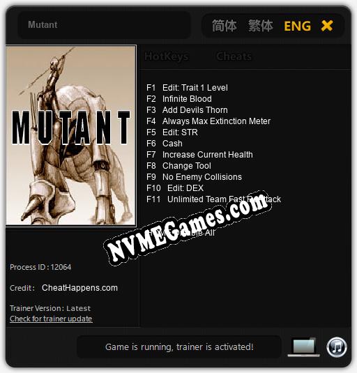 Mutant: Cheats, Trainer +11 [CheatHappens.com]