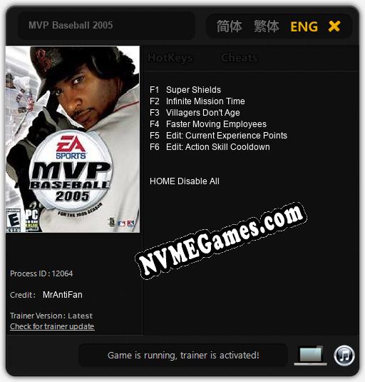 MVP Baseball 2005: Trainer +6 [v1.1]