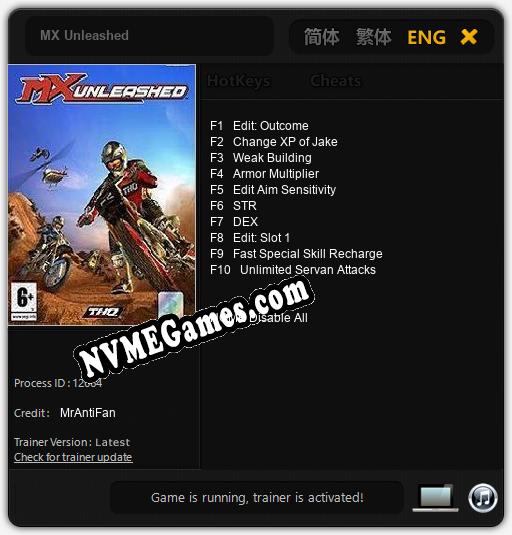 MX Unleashed: Trainer +10 [v1.3]