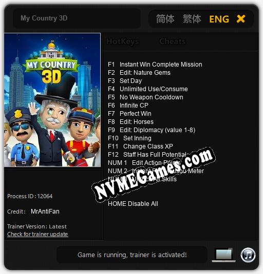 My Country 3D: Trainer +15 [v1.8]