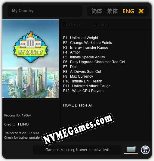 My Country: Cheats, Trainer +12 [FLiNG]