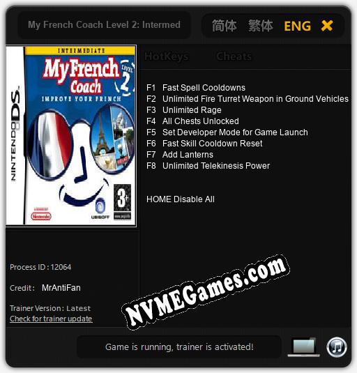 My French Coach Level 2: Intermediate: Cheats, Trainer +8 [MrAntiFan]