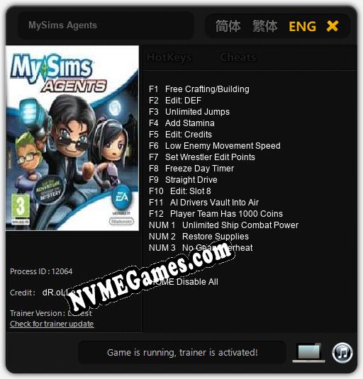 MySims Agents: Trainer +15 [v1.7]