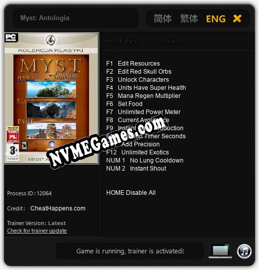 Myst: Antologia: Cheats, Trainer +14 [CheatHappens.com]