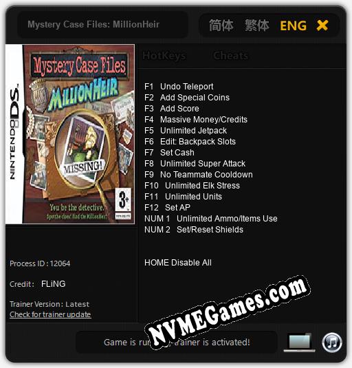 Mystery Case Files: MillionHeir: Trainer +14 [v1.2]