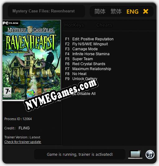 Mystery Case Files: Ravenhearst: Trainer +9 [v1.7]