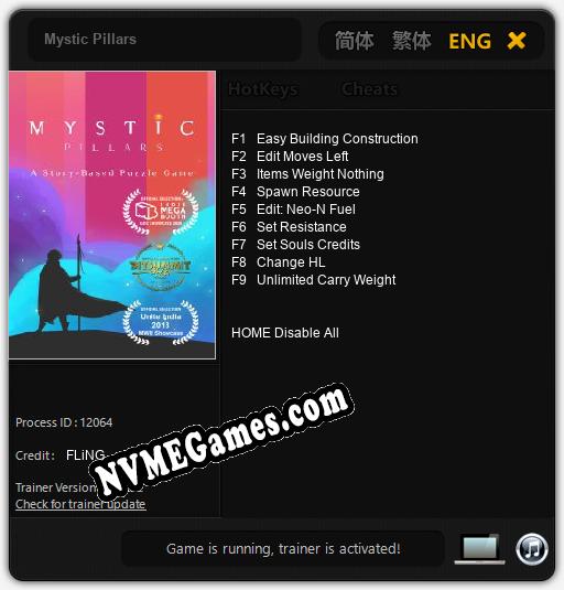 Mystic Pillars: Treinador (V1.0.28)