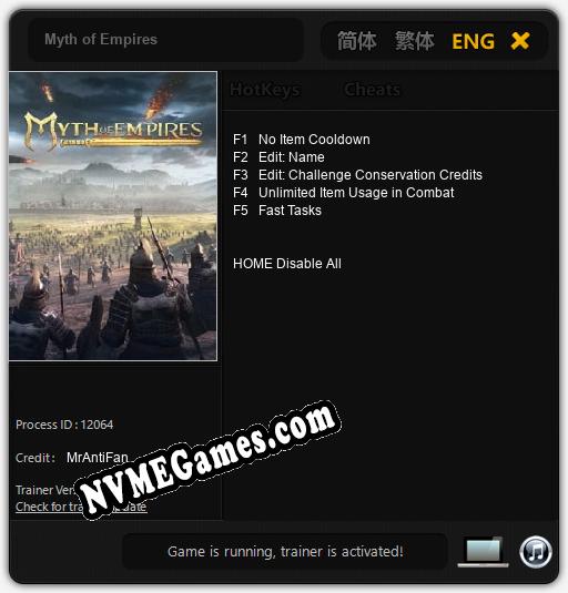 Myth of Empires: Cheats, Trainer +5 [MrAntiFan]