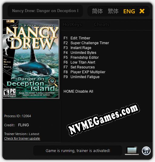 Nancy Drew: Danger on Deception Island: Cheats, Trainer +9 [FLiNG]