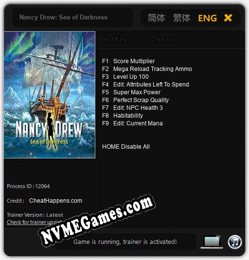 Nancy Drew: Sea of Darkness: Trainer +9 [v1.8]