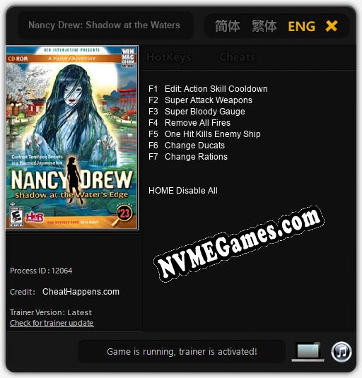 Nancy Drew: Shadow at the Waters Edge: Cheats, Trainer +7 [CheatHappens.com]