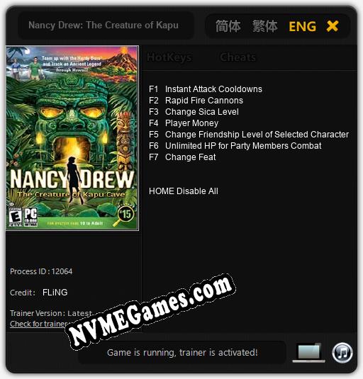 Nancy Drew: The Creature of Kapu Cave: Cheats, Trainer +7 [FLiNG]