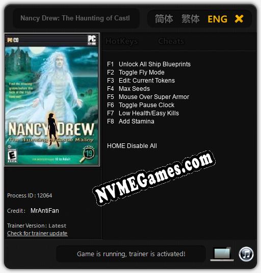 Nancy Drew: The Haunting of Castle Malloy: Cheats, Trainer +8 [MrAntiFan]