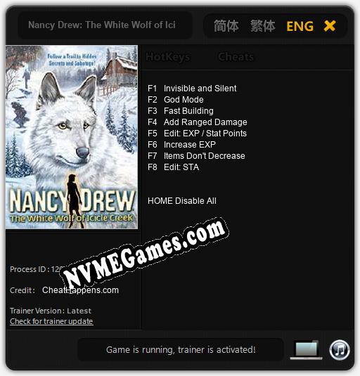 Nancy Drew: The White Wolf of Icicle Creek: Cheats, Trainer +8 [CheatHappens.com]