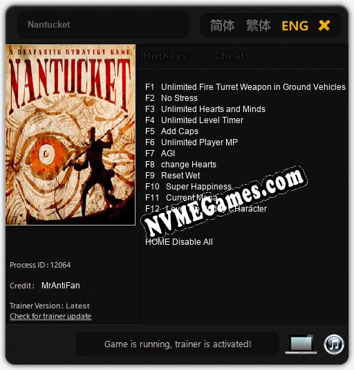 Nantucket: Cheats, Trainer +12 [MrAntiFan]