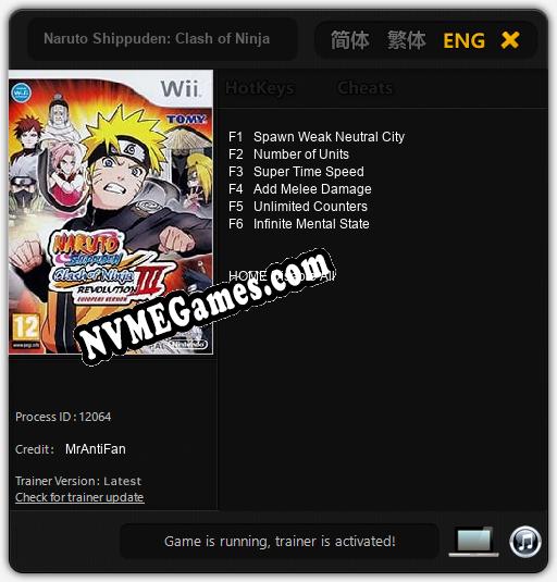 Naruto Shippuden: Clash of Ninja Revolution 3: Trainer +6 [v1.4]