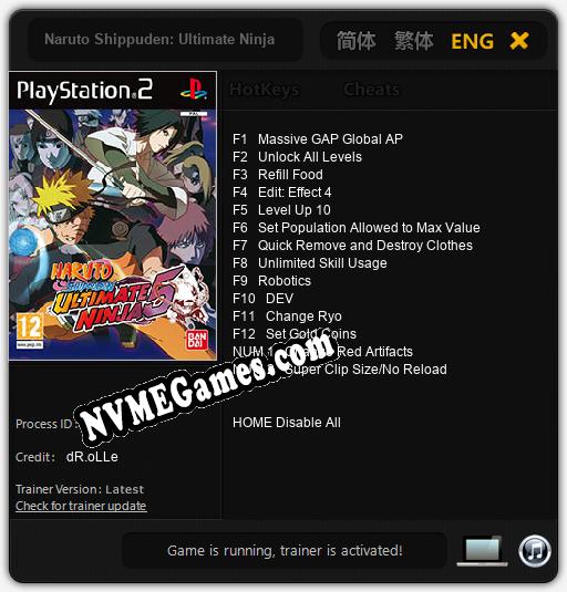 Naruto Shippuden: Ultimate Ninja 5: Trainer +14 [v1.5]