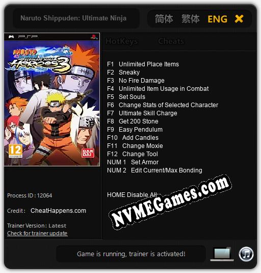 Naruto Shippuden: Ultimate Ninja Heroes 3: Cheats, Trainer +14 [CheatHappens.com]