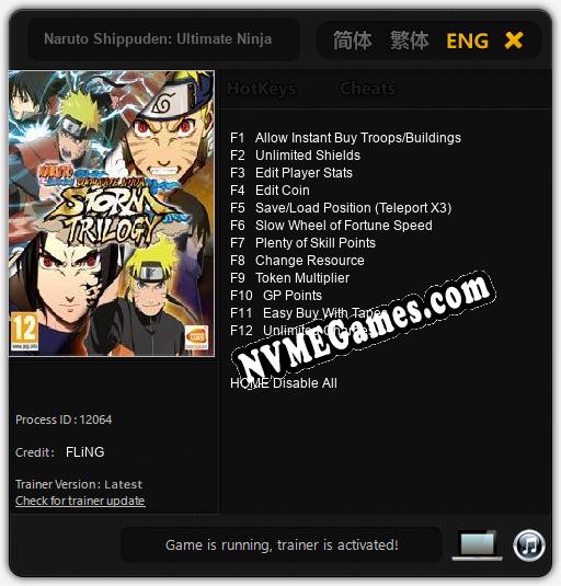 Treinador liberado para Naruto Shippuden: Ultimate Ninja Storm Trilogy [v1.0.1]