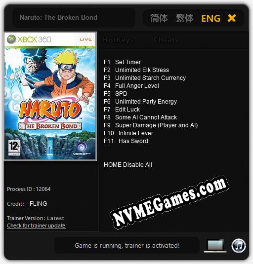 Naruto: The Broken Bond: Trainer +11 [v1.3]