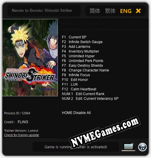 Naruto to Boruto: Shinobi Striker: Trainer +14 [v1.7]