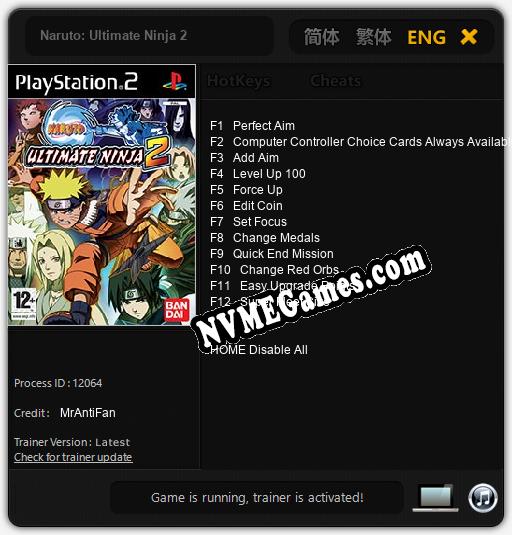 Naruto: Ultimate Ninja 2: Cheats, Trainer +12 [MrAntiFan]