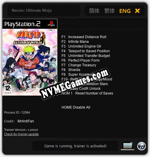 Naruto: Ultimate Ninja: Treinador (V1.0.5)