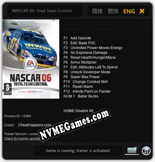 NASCAR 06: Total Team Control: Trainer +13 [v1.9]