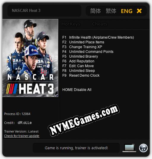 NASCAR Heat 3: Trainer +9 [v1.4]