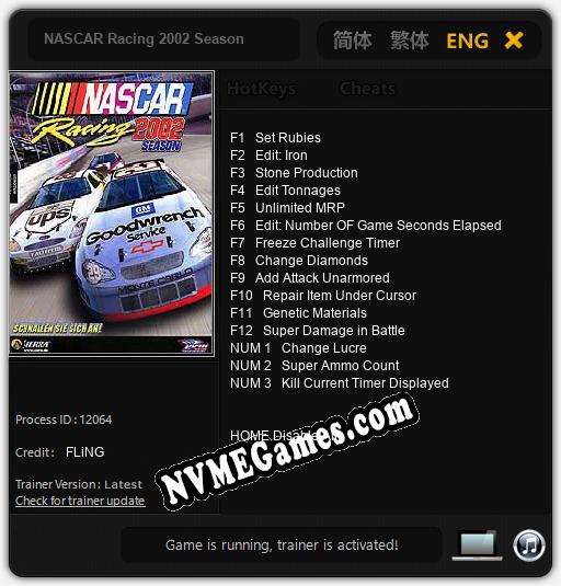 NASCAR Racing 2002 Season: Treinador (V1.0.63)