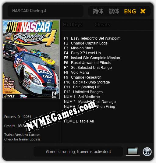 NASCAR Racing 4: Trainer +15 [v1.2]