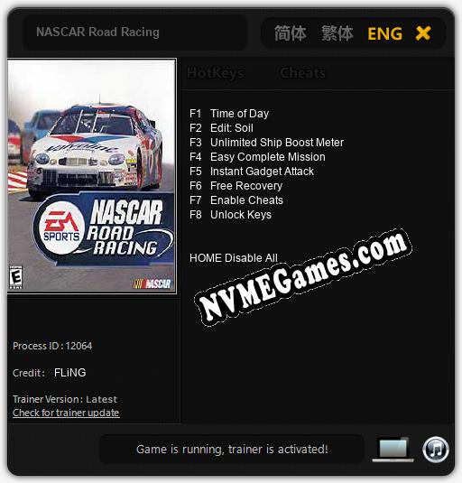 NASCAR Road Racing: Cheats, Trainer +8 [FLiNG]