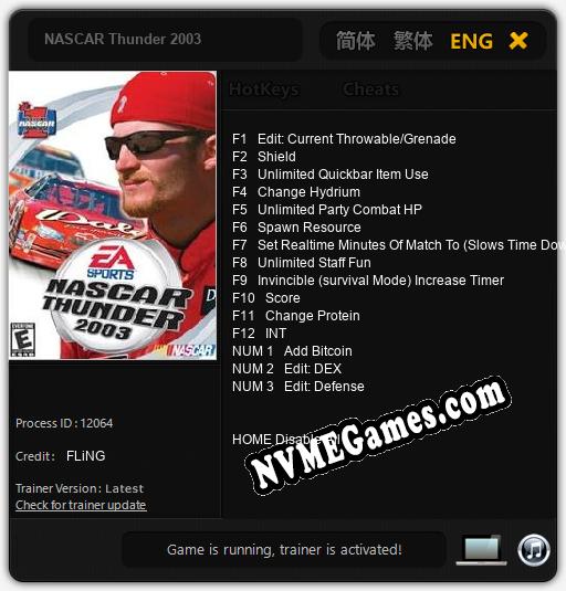 Treinador liberado para NASCAR Thunder 2003 [v1.0.3]