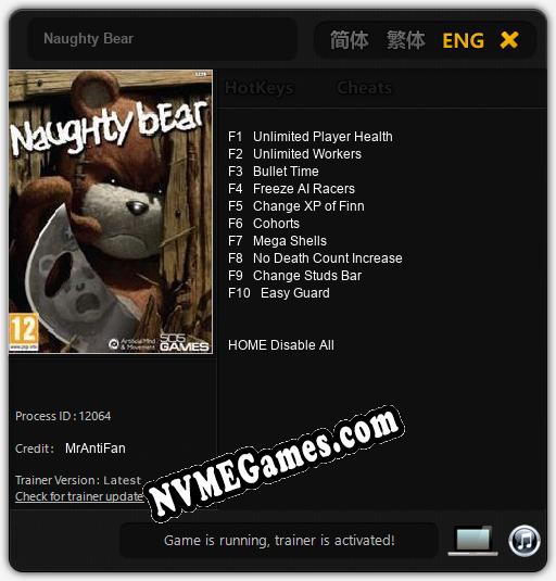 Naughty Bear: Treinador (V1.0.39)