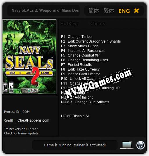 Navy SEALs 2: Weapons of Mass Destruction: Cheats, Trainer +15 [CheatHappens.com]