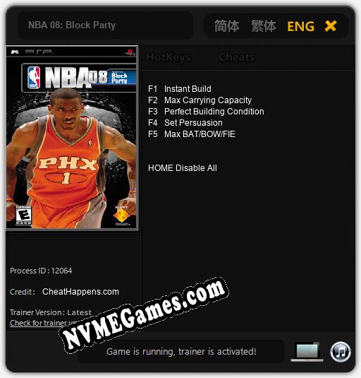 NBA 08: Block Party: Cheats, Trainer +5 [CheatHappens.com]