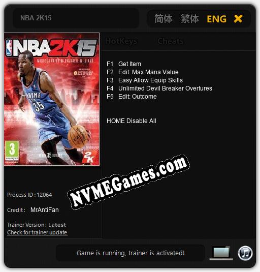 NBA 2K15: Cheats, Trainer +5 [MrAntiFan]