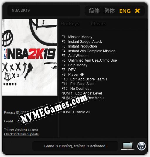 Treinador liberado para NBA 2K19 [v1.0.1]