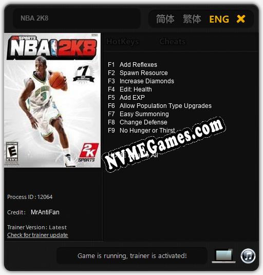 NBA 2K8: Trainer +9 [v1.7]