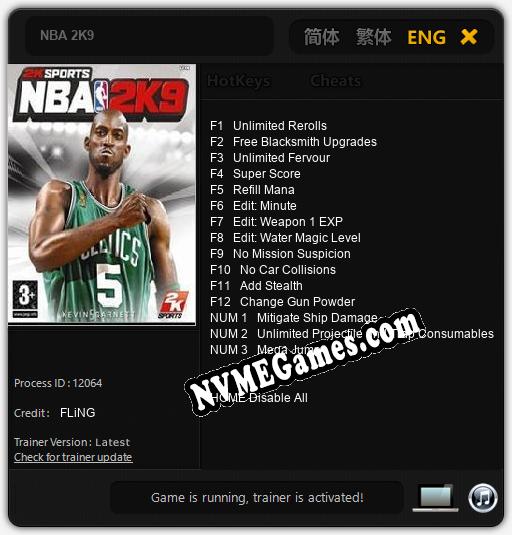 Treinador liberado para NBA 2K9 [v1.0.3]