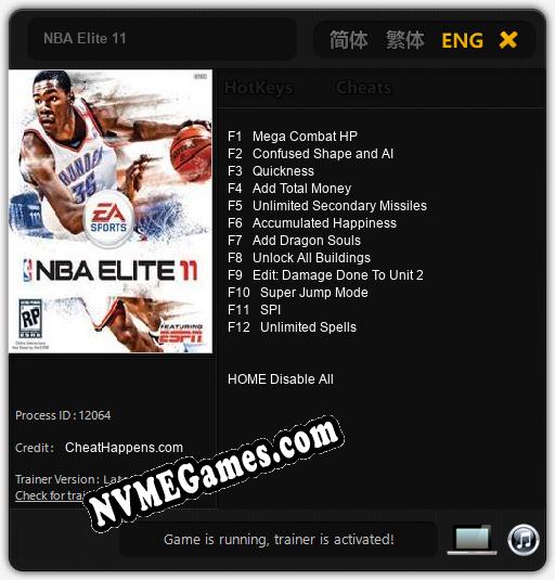 NBA Elite 11: Cheats, Trainer +12 [CheatHappens.com]