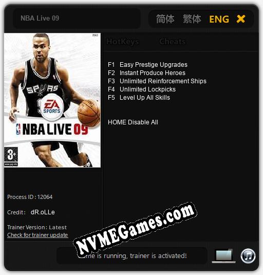 NBA Live 09: Trainer +5 [v1.4]