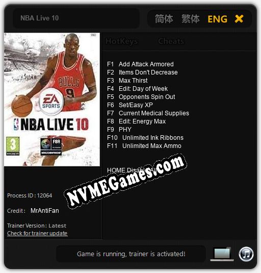 NBA Live 10: Cheats, Trainer +11 [MrAntiFan]