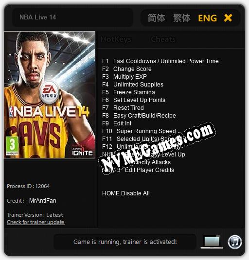 NBA Live 14: Cheats, Trainer +15 [MrAntiFan]