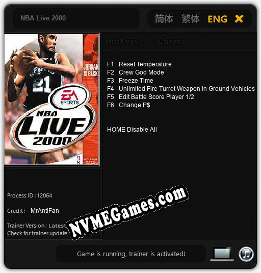 NBA Live 2000: Cheats, Trainer +6 [MrAntiFan]