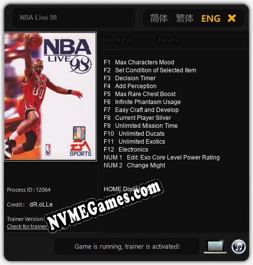 NBA Live 98: Cheats, Trainer +14 [dR.oLLe]