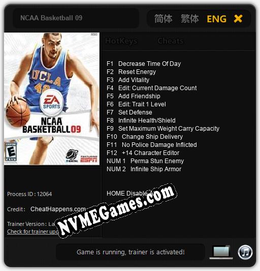 NCAA Basketball 09: Treinador (V1.0.80)