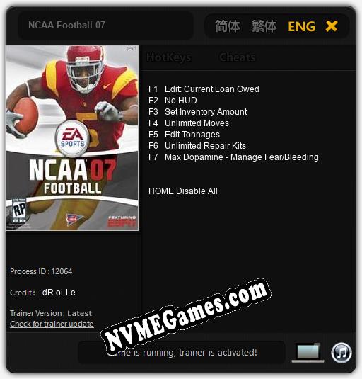 Treinador liberado para NCAA Football 07 [v1.0.5]