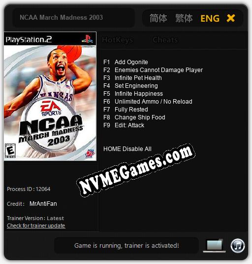 Treinador liberado para NCAA March Madness 2003 [v1.0.1]